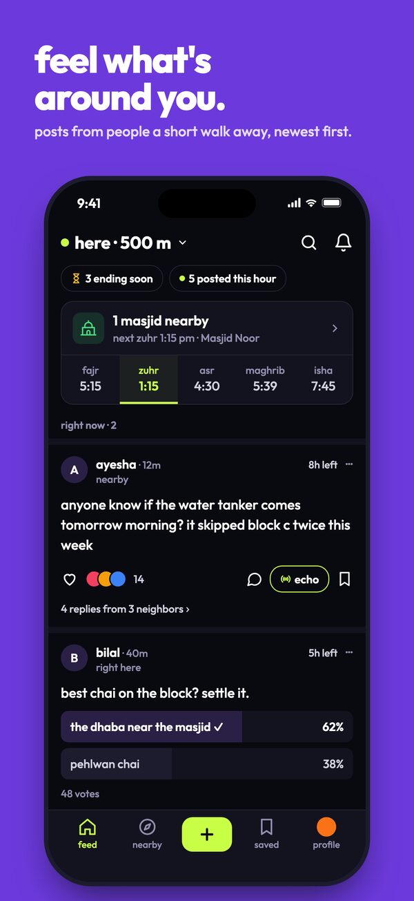vaibli screenshot: the feed