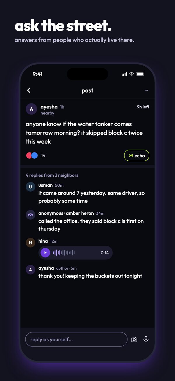 vaibli screenshot: ask the street