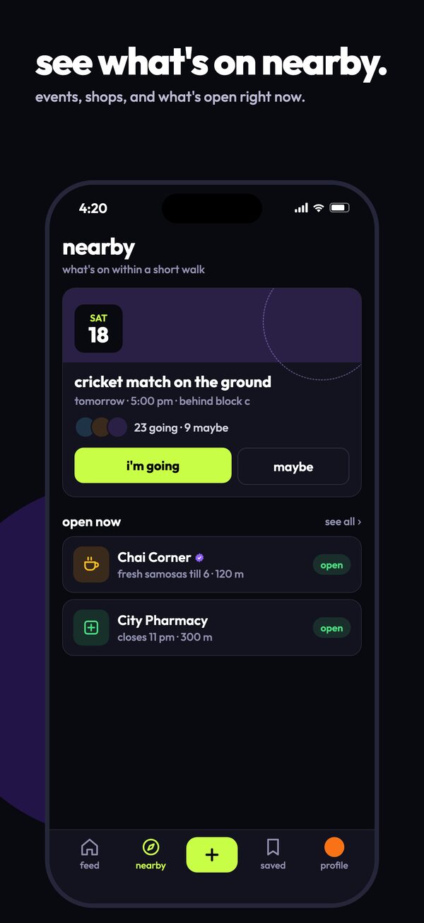 vaibli screenshot: events & shops